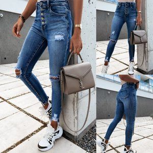 Women Summer High Waist Denim Jeans